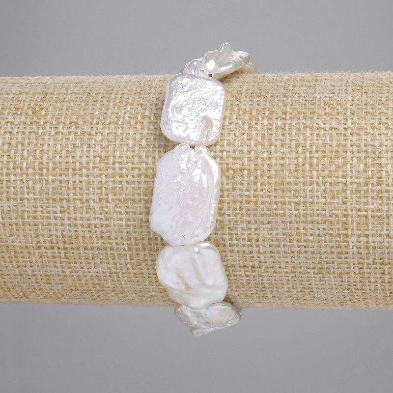 Bracelet Baroque Pearls with Petrolate Hue, diameter 18-21×13-14mm±, length 18cm± (stretch)