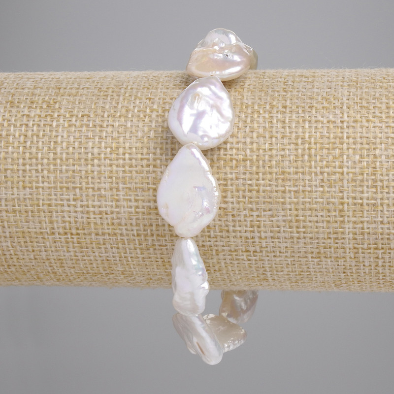 Bracelet Baroque Pearls with Petrol Tinge, diameter 18.5–21×14.5 mm±, length 18 cm± (stretch)