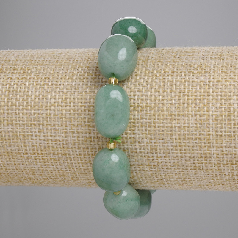 Jade Bead Bracelet, faceted, diameter 17-18x11, 5-13mm+- beads 3mm+-, length 18cm+- elastic