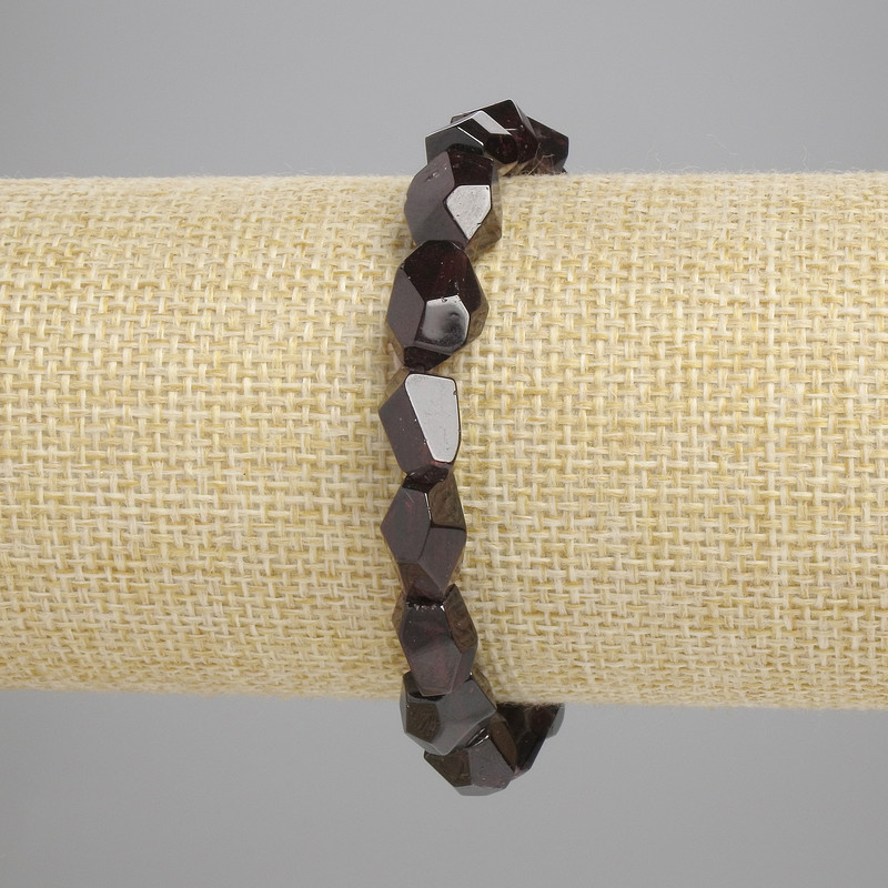 Garnet Beaded Bracelet, multifaceted facets, diameter 12×8 mm ±, length 18 cm ± stretch
