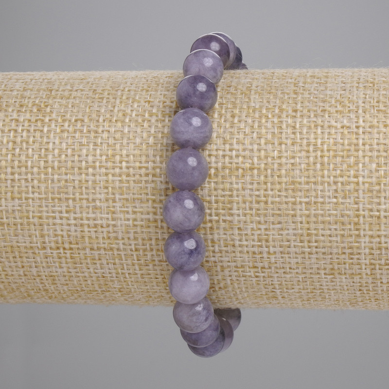 Iolite Bracelet Smooth Beads, 8mm diameter, 18cm length, stretch