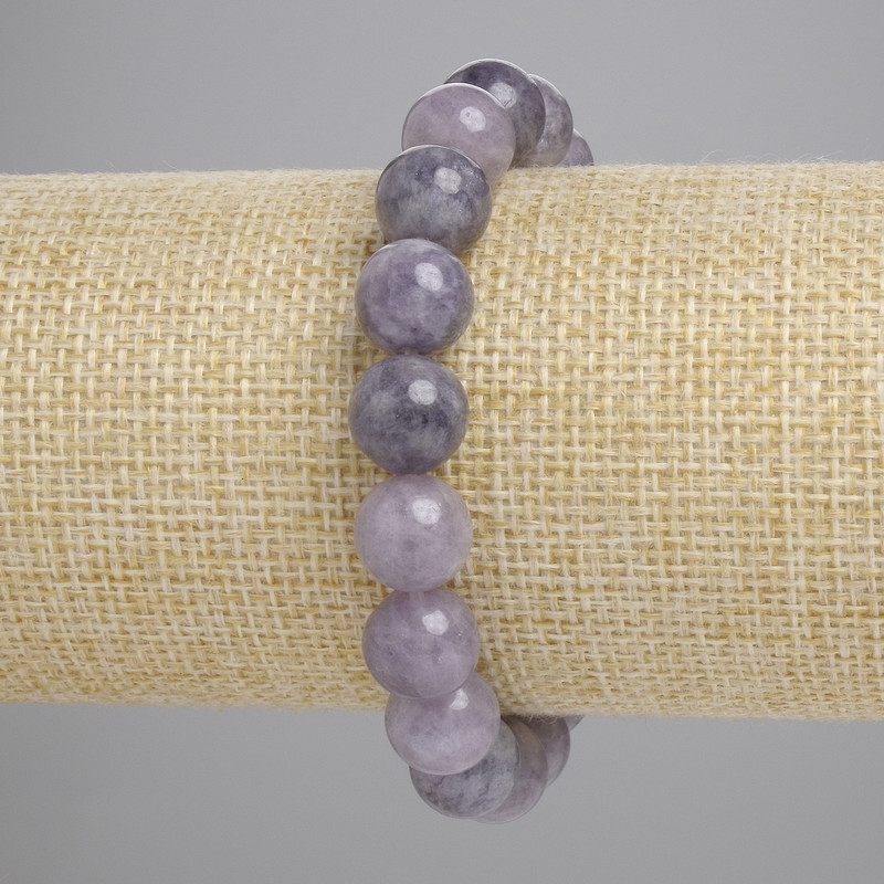 Iolite Bracelet Smooth Round Beads, 10mm diameter, 18cm length, stretch