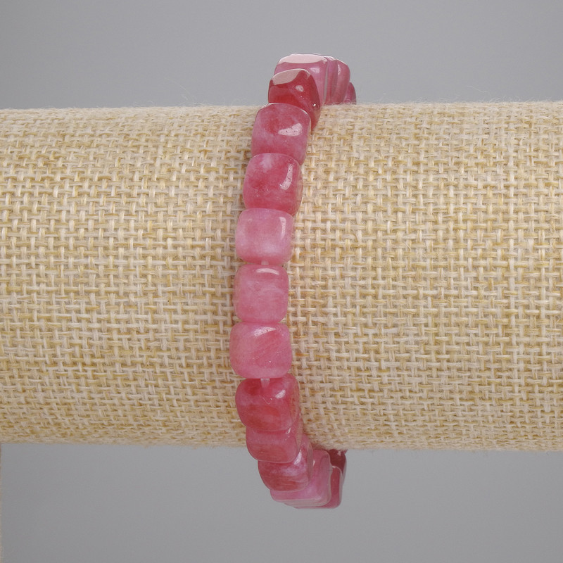 Tourmaline Bracelet, natural stone cube beads, 8mm diameter, 18cm length, stretchy