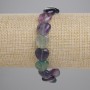 Fluorite Natural Stone Heart Bracelet, 12mm diameter +/-, length 18cm +/- (stretch)