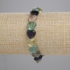 Fluorite Natural Stone Heart Bracelet, 10mm ± heart diameter, 18cm ± length (stretch)