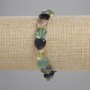 Fluorite Natural Stone Heart Bracelet, 10mm ± heart diameter, 18cm ± length (stretch)