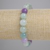 Fluorite Natural Stone Bracelet, Smooth Ball Beads, 10mm diameter ±, length 18cm ± (stretch)