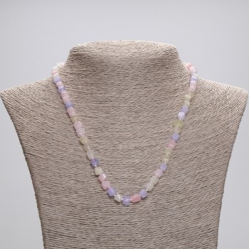 Morganite Beads Cube, 5x5mm diameter +-, length 45cm +- with clasp