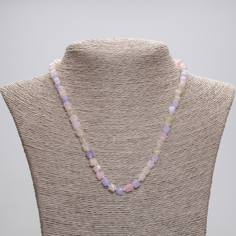 Morganite Beads Cube, 5x5mm diameter +-, length 45cm +- with clasp