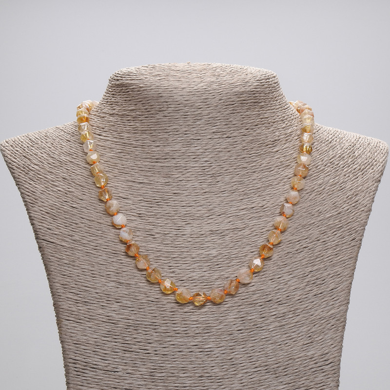 Citrine Necklace with Faceted Beads, 7×6 mm, 45 cm length with clasp