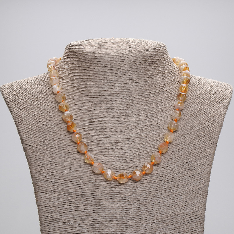 Citrine Necklace Beads, Faceted, 8x7mm, length 45cm ± with clasp