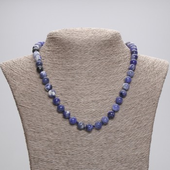 Sodalite Bead Necklace Smooth Sphere, 8mm diameter ±, length 45cm ± with clasp
