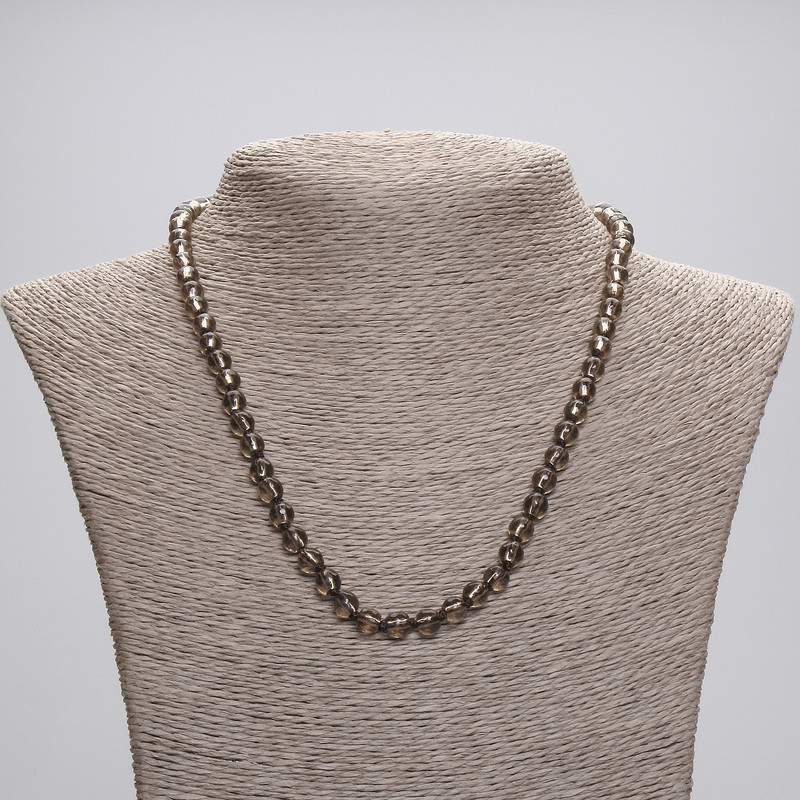 Beads Smoky Topaz Faceted Round Bead, diameter 6mm±, length 45cm± with clasp