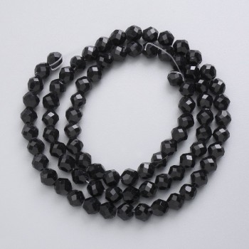 Beads Czech Crystal on a Thread Black Matte Faceted Sphere, 5mm diameter + -, length 40cm +