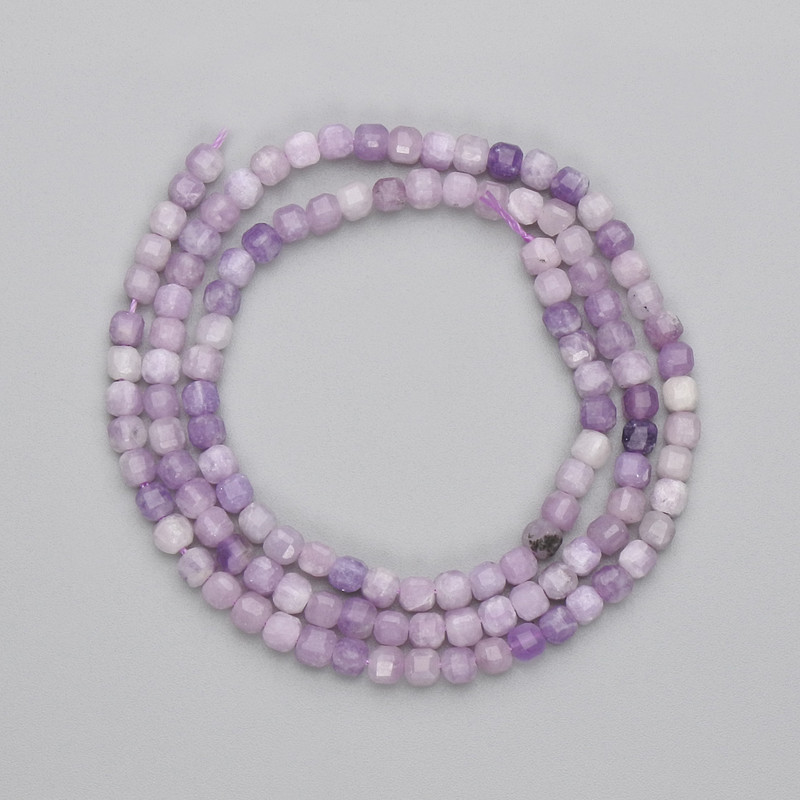 Lepidolite Beads Faceted Cube 3mm x 3mm ± on Thread, 38in+ length