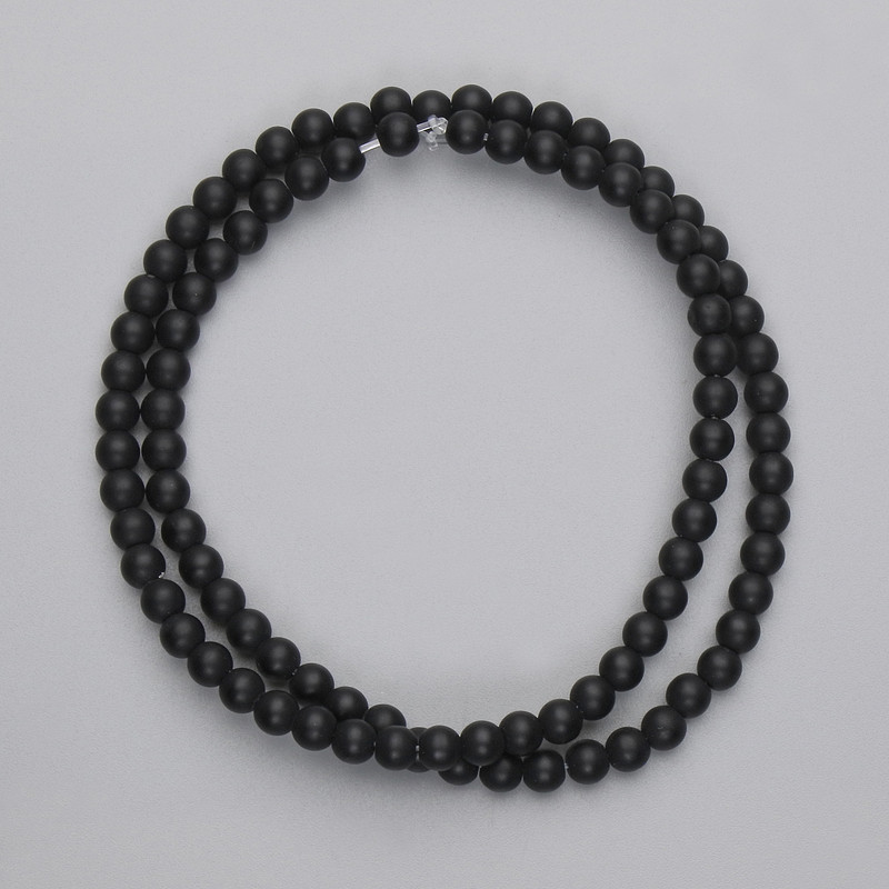 Shungite Beads Smooth Round 4mm on Thread, 38cm+ length