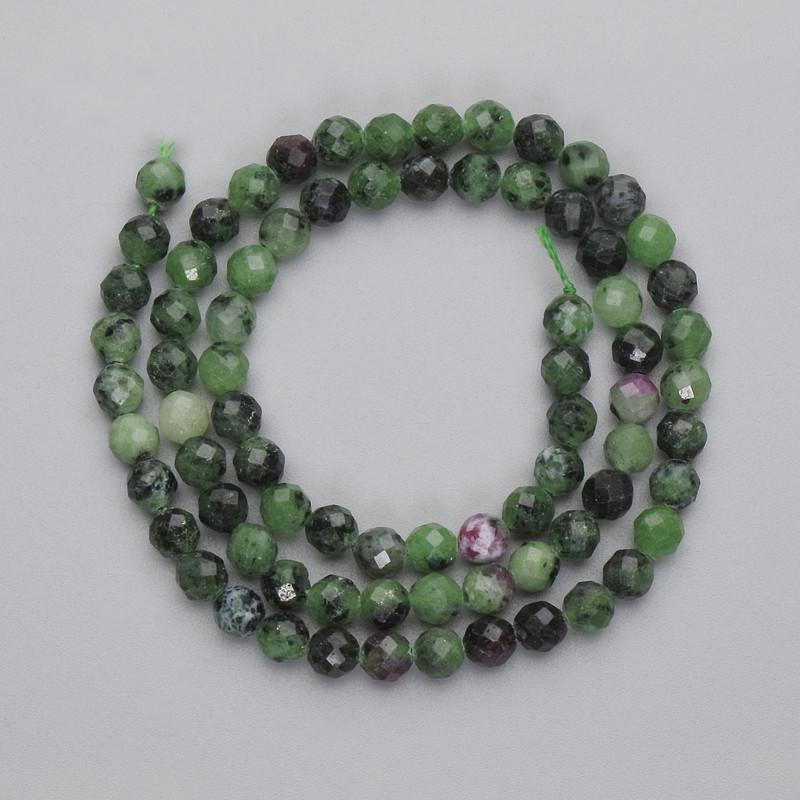 Zoisite Beads Faceted Sphere 5mm, on a thread, length 38cm+