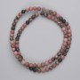 Rhodonite Beads smooth round 4–5 mm on thread, length 38 cm+