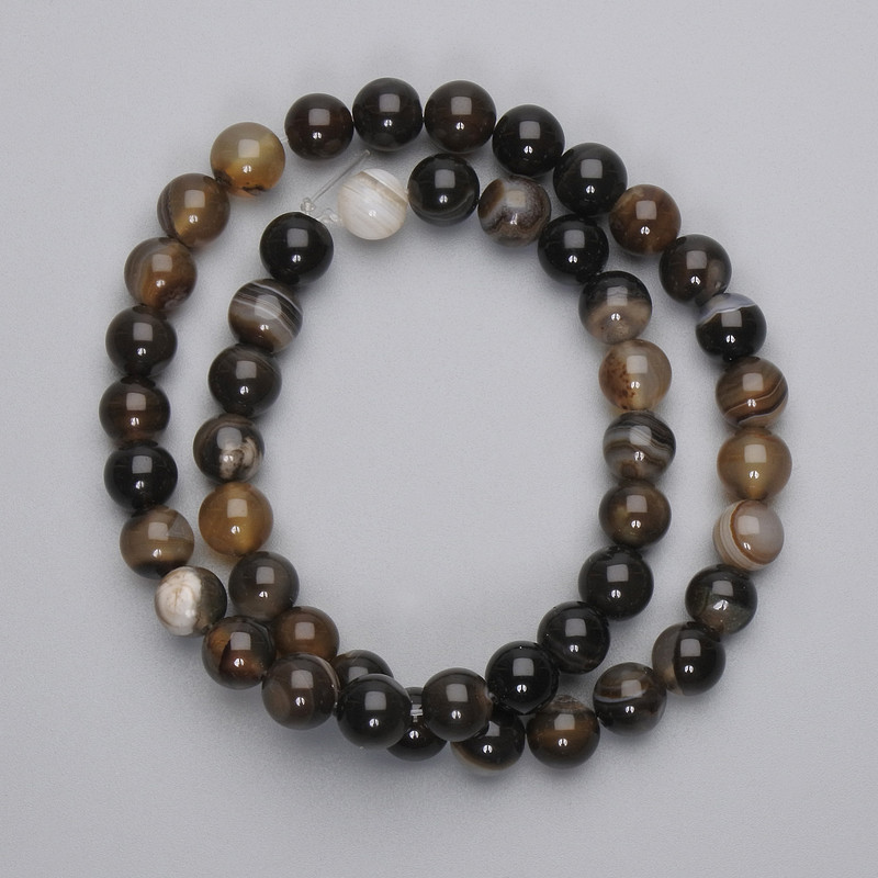 Agate beads smooth round bead, diameter 8mm ± on fishing line, length 37cm +