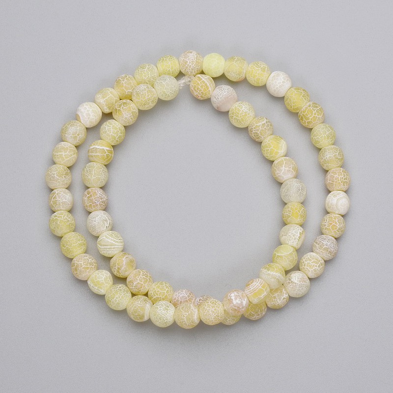 Yellow Frosted Agate Beads smooth rounds 6mm± on thread, length 35cm+