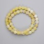 Yellow Frosted Agate Beads smooth round 8mm on fishing line, length 36cm+