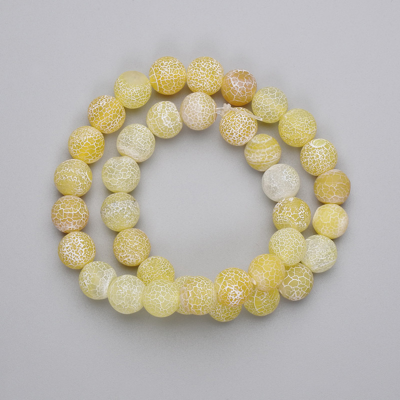 Yellow Frosted Agate Beads (Round) 10mm ± on thread, 36cm+ length