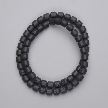 Black Volcano Lava Beads Cylinder 6x6mm ± on thread, length 38cm+