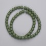 Green Volcano Lava Beads Cylinder, 6x6 mm ± on thread, length 38 cm +