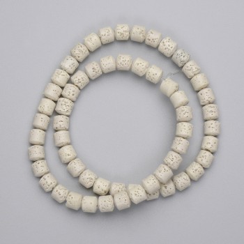 Beige Lava Beads Cylindrical 6.5mm ± on thread, length 38cm+