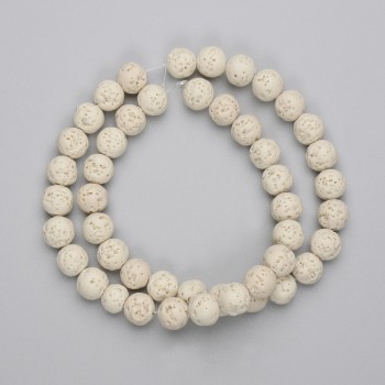 Beige Lava Stone Beads Round 8mm ± on thread, length 38cm+