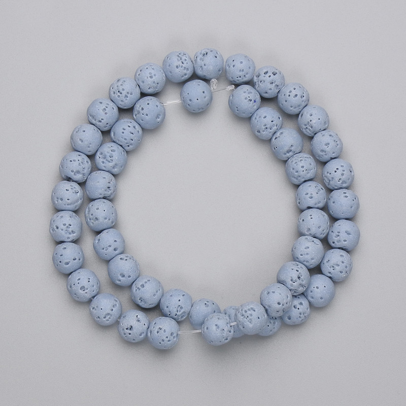 Blue Volcano Lava Beads Round 8mm on Thread, 38cm+ length