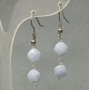 Aquamarine Earrings with Natural Gemstone, Multifaceted, 8x7 mm diameter ±, length ~40 mm, Silvery Metal