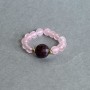 Ring (or Stud?) Pink quartz smooth ball, diameter 4mm±; tourmaline faceted coin 8mm±; hematite bead 2mm±; stretch