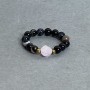 Cap for Agate Bead Sphere, diameter 4mm±; Pink Quartz Faceted 6x5mm±; stretch