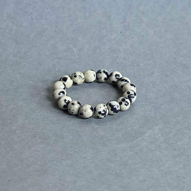 Dalmatian Jasper Bead Wrap Hoop, smooth bead 4mm±, stretch