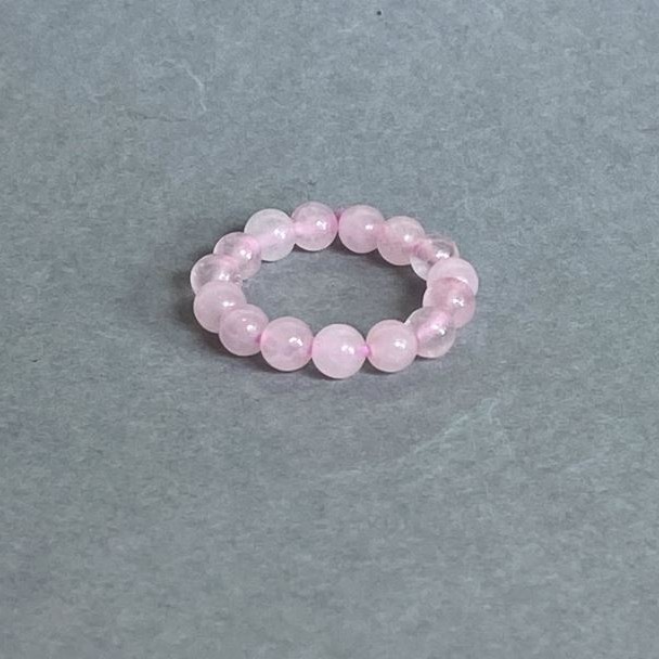 Ring 'Pink Quartz' smooth bead, diameter 4mm±, stretch
