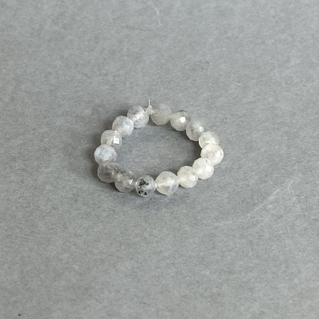 Labrodorite Faceted Bead Ring, 4mm± Stretch
