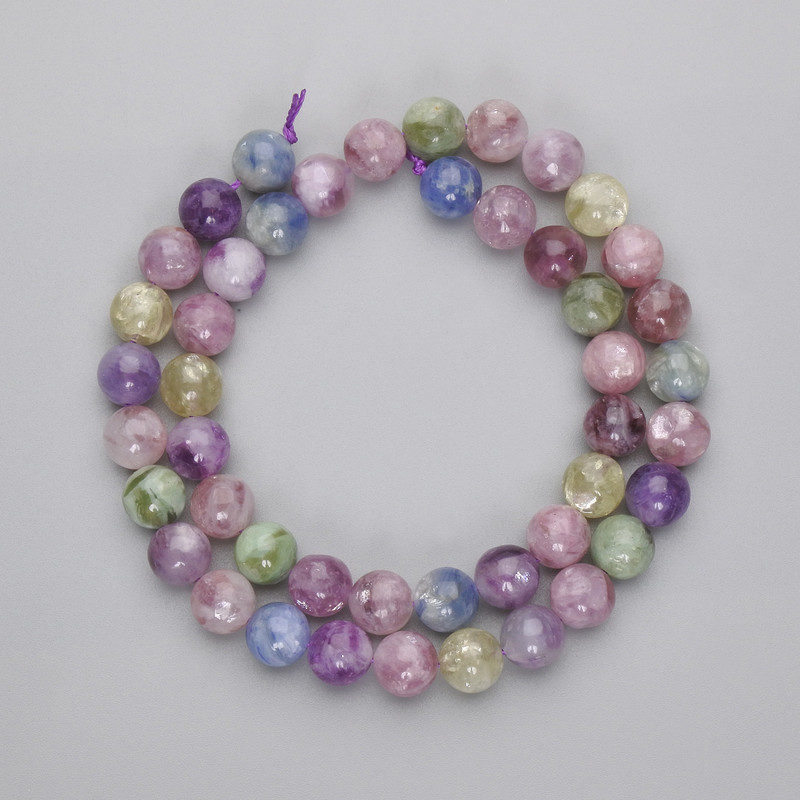 Lepidolite Beads Smooth Round, 8.5 mm diameter, 38 cm length on thread