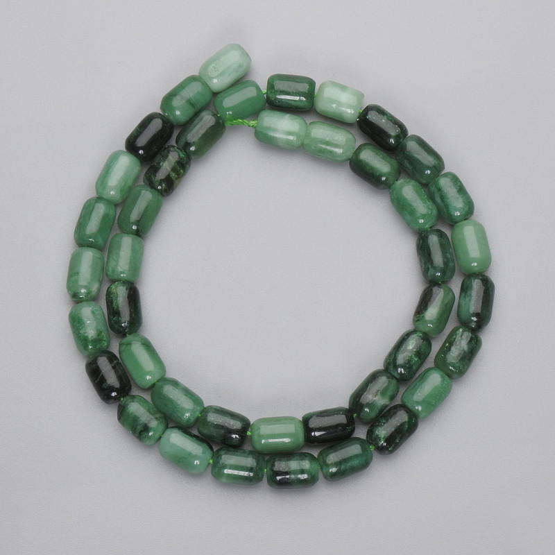 Emerald Barillo Beads, diameter 8.5-10×6mm±, length 39inches± on thread
