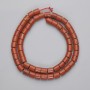 Red Jasper Cylindrical Beads, diameter 6-6.5mm, length 38cm on thread