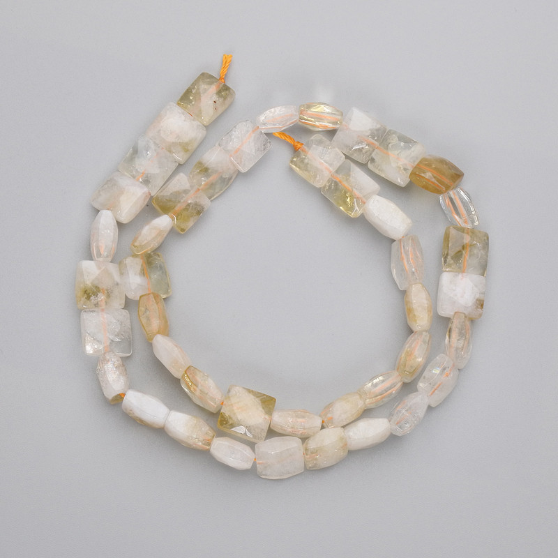 Citrine Beads Faceted Square, 8-10×8-10 mm, 39 cm on thread