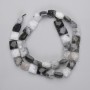 Rutilated Quartz Horned Beads (Hairon) Square Faceted Beads, 9-10x9-10 mm, 39 cm+ length on thread