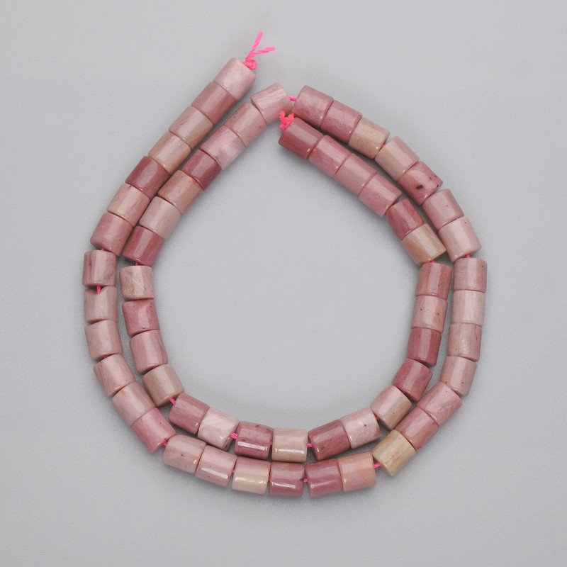 Rhodonite Beads Cylindrical 6x6 mm, 38 cm on a Thread