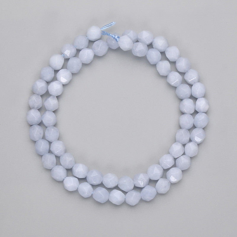 Aquamarine Beads Faceted, 6x5.5 mm, 5mm±, Thread Length 37 cm±