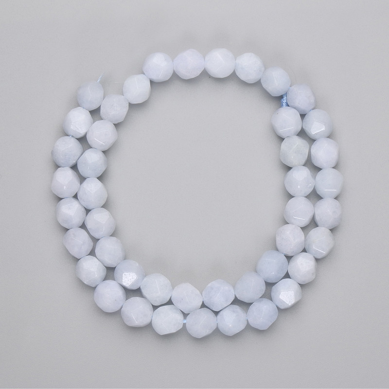 Aquamarine Beads Multifaceted 8x7mm, 36cm on Thread