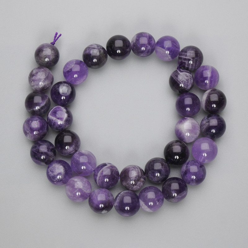 Amethyst Beads Smooth Round 12mm, 38cm Length on Thread