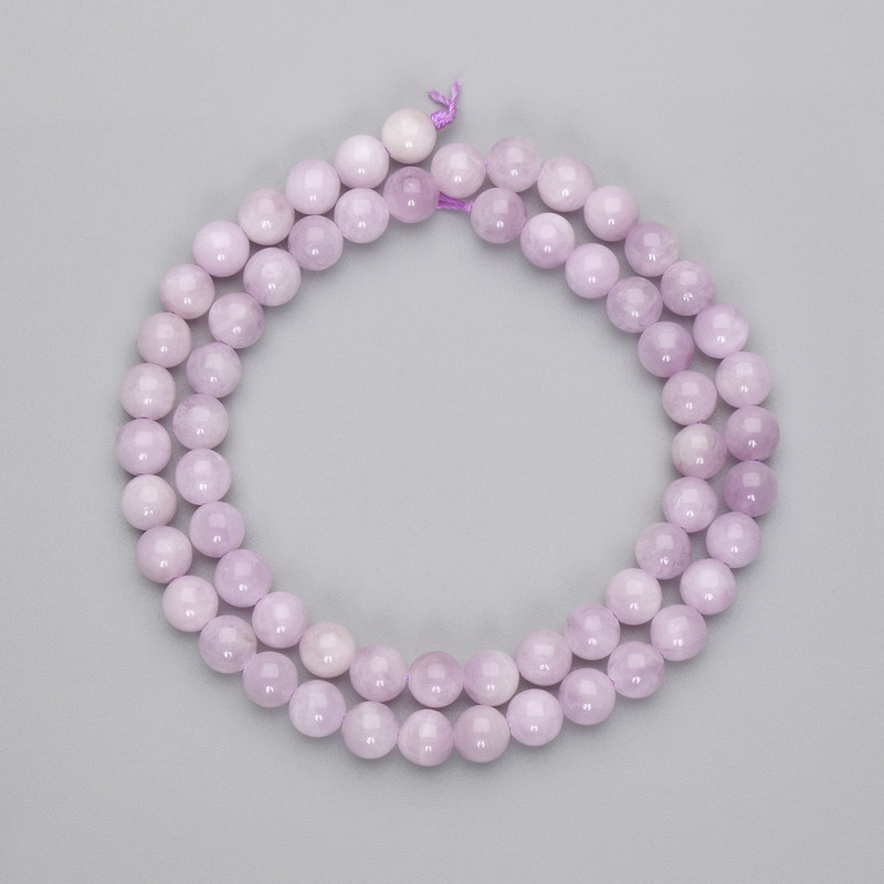 Kunzite Beads Smooth Sphere 7mm Diameter, 39cm Length on Thread