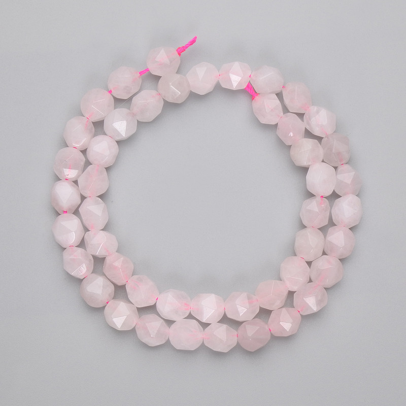 Pink Quartz Beads Faceted 8x6, 5mm+ on thread, length 36cm