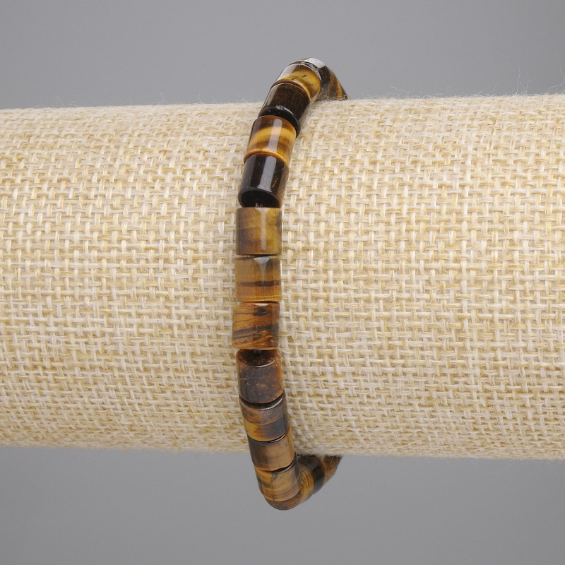 Tiger's Eye Bracelet Cylindrical Beads 6x6mm±, Stretch, 18cm+