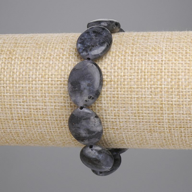 Labradorite Bracelet Oval, 19x15mm, 18 cm length, stretchy